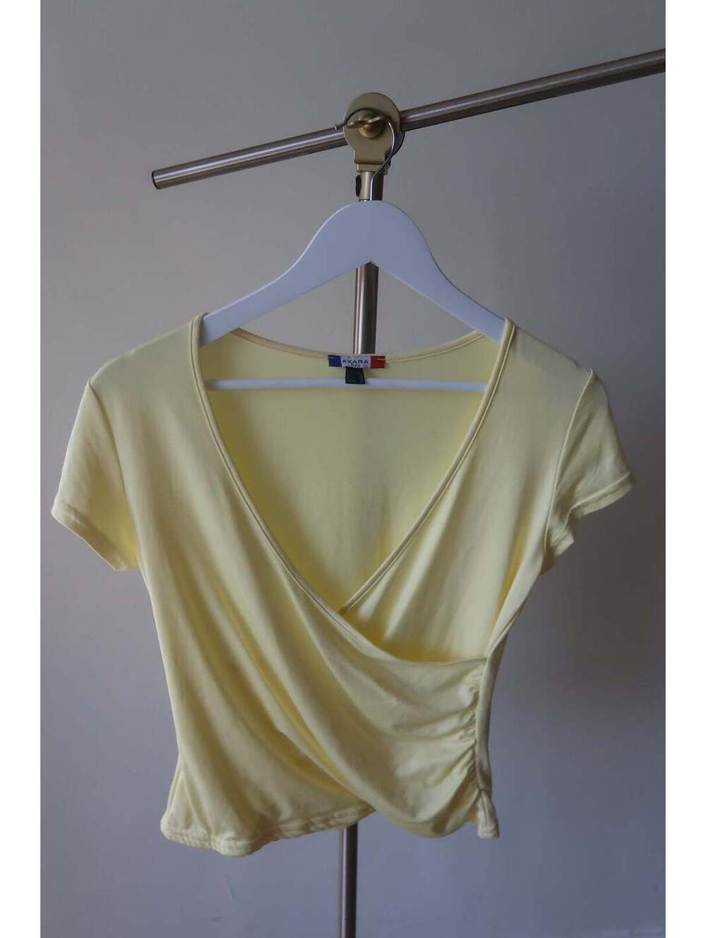 Axara Paris Y2K Basic Wrap Top in Yellow